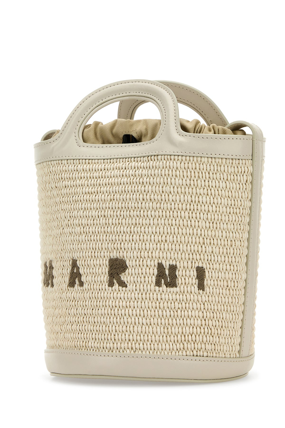 Ivory leather and raffia Tropicalia bucket bag - 2