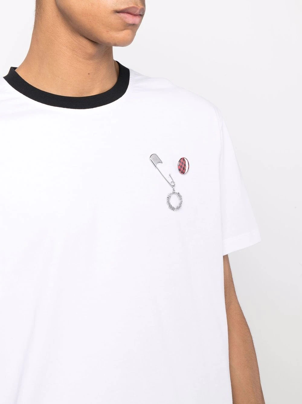 safety pin-detail short-sleeve T-shirt - 5