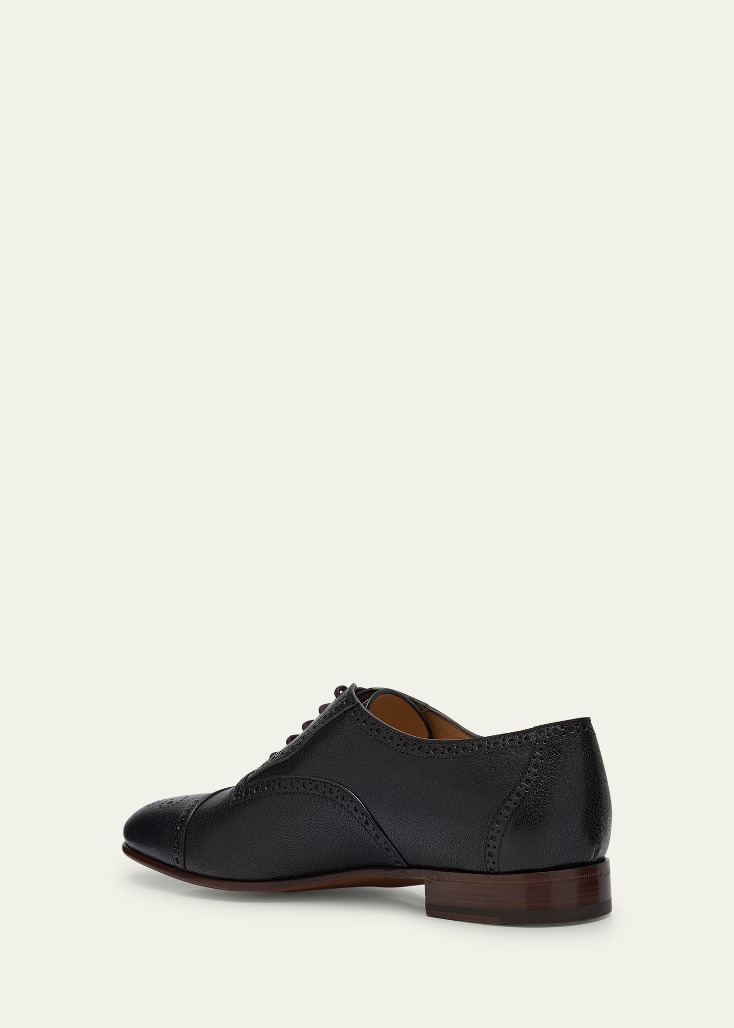 Men's Brogue Cap-Toe Leather Oxfords - 4