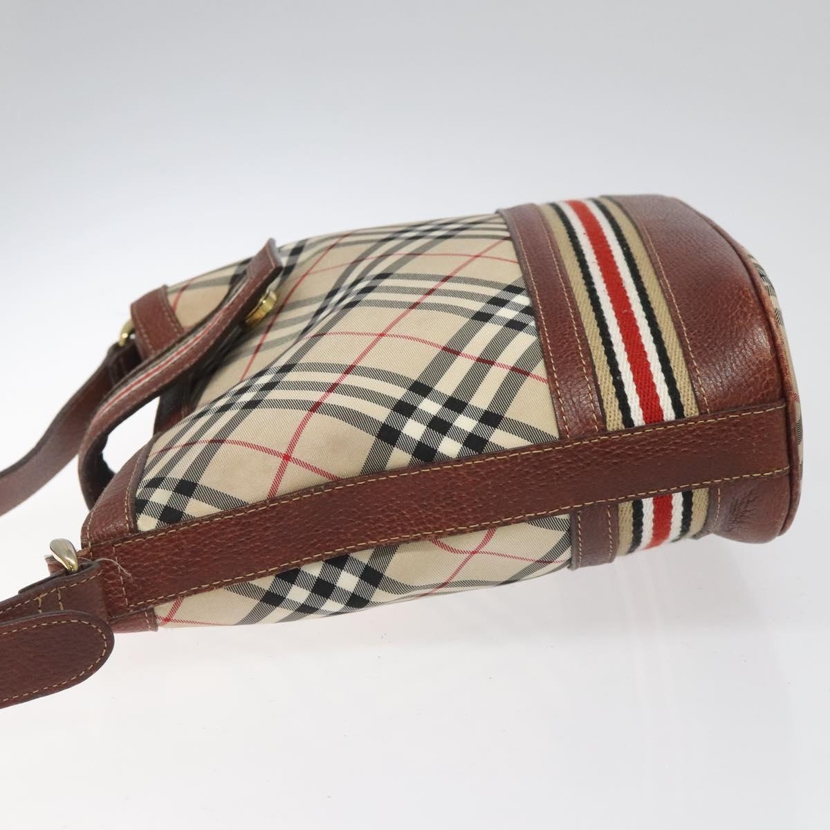 Burberry Nova Check Blue Label Shoulder Bag Nylon Leather Beige - 4