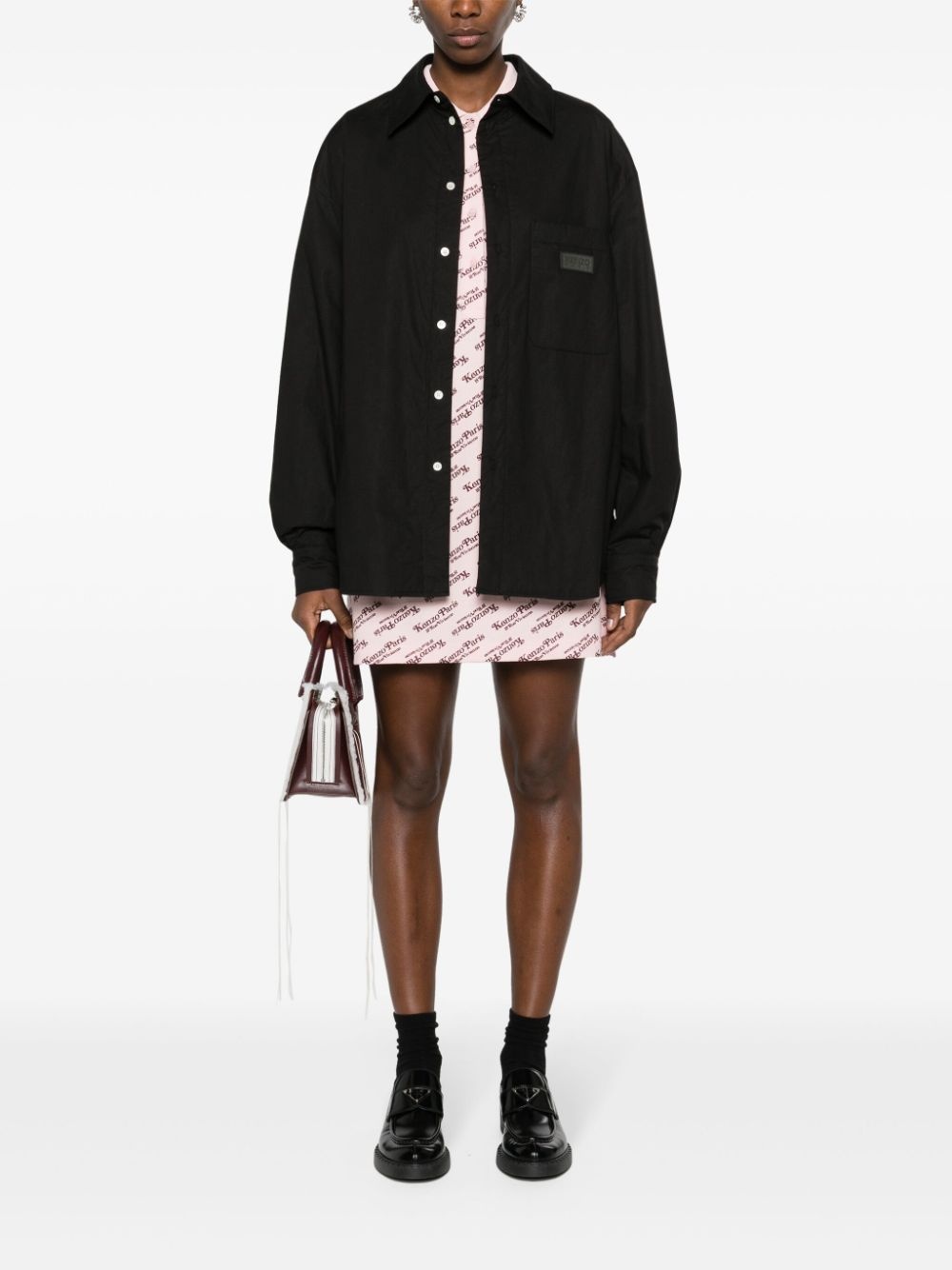 logo-patch padded shirt jacket - 2