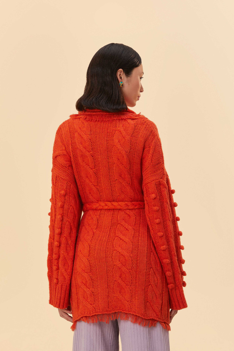 Orange Braided Knit Cardigan 3