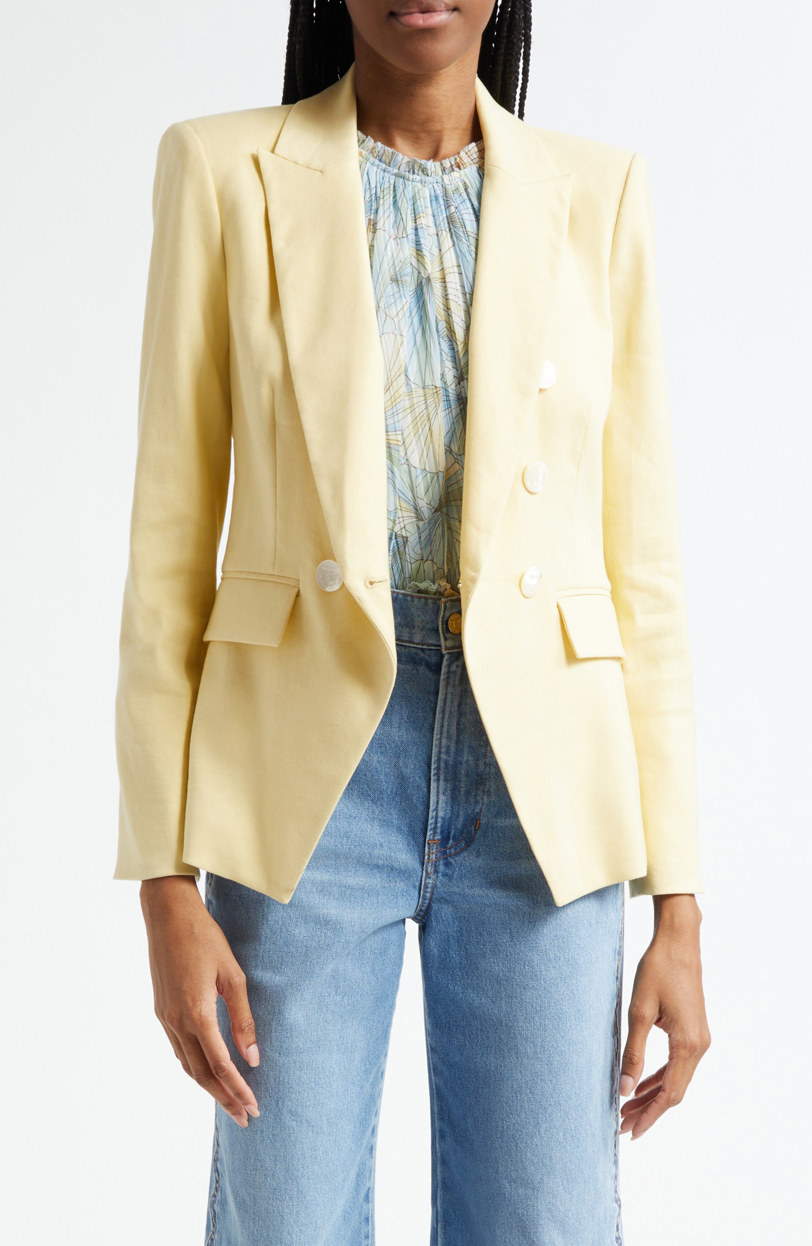 Veronica Beard Miller Linen Blend Dickey Jacket in Chamomile at Nordstrom - 1