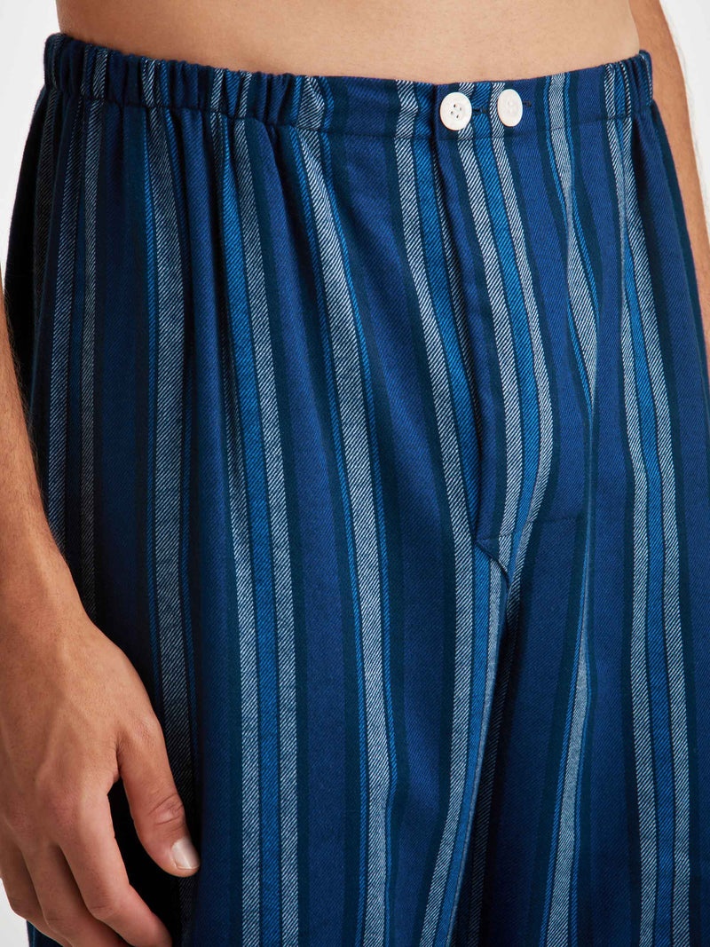 Men's Classic Fit Pajamas Kelburn 38 Brushed Cotton Blue - 5
