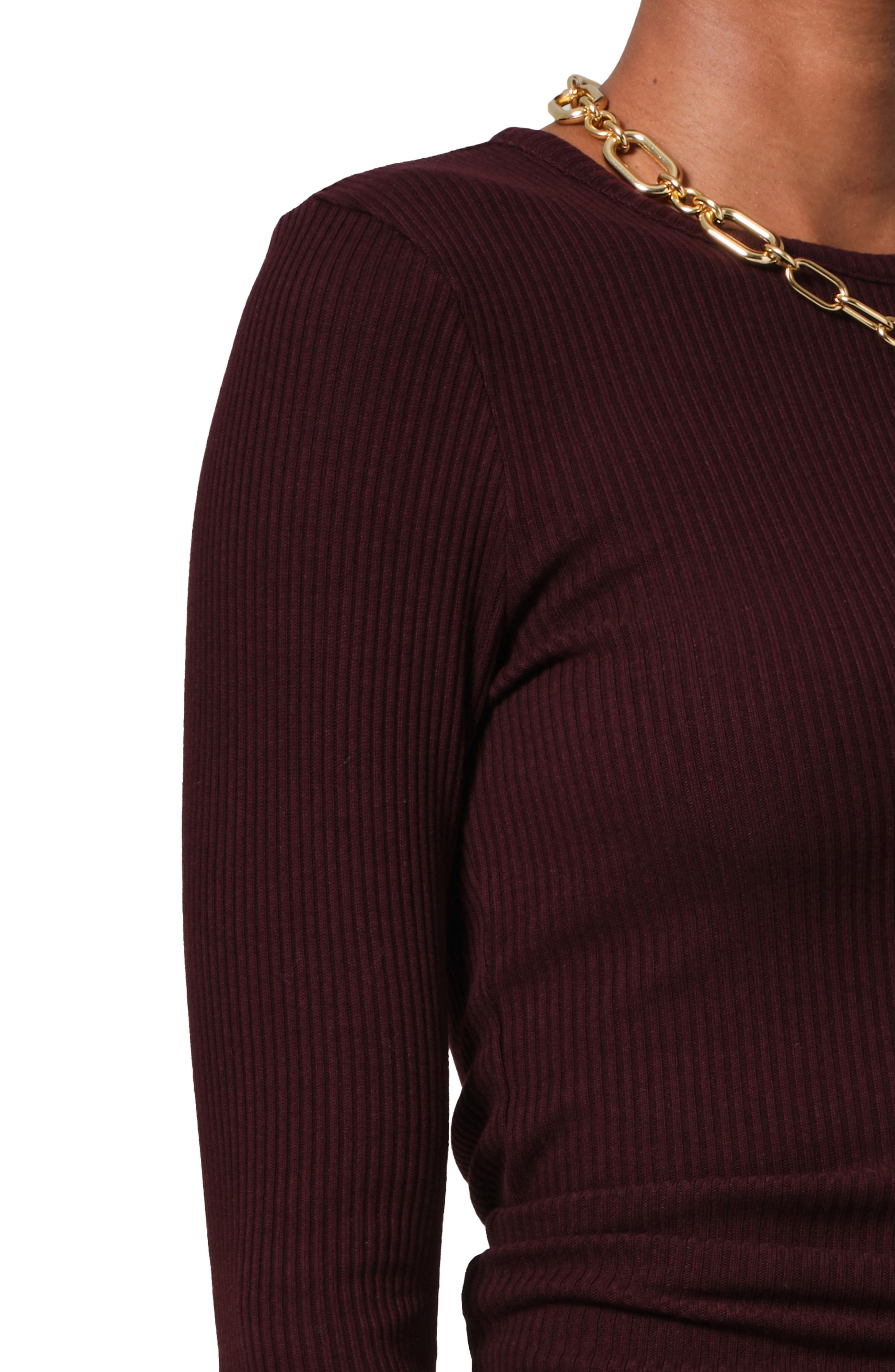 Citizens of Humanity Fellina Rib One-Sleeve Sweater in Burgundy at Nordstrom - 3