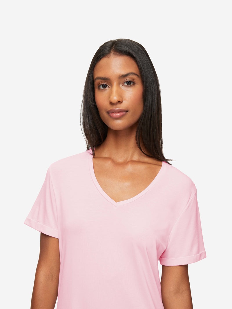 Women's V-Neck Sleep T-Shirt Lara Micro Modal Stretch Ballet Pink - 7