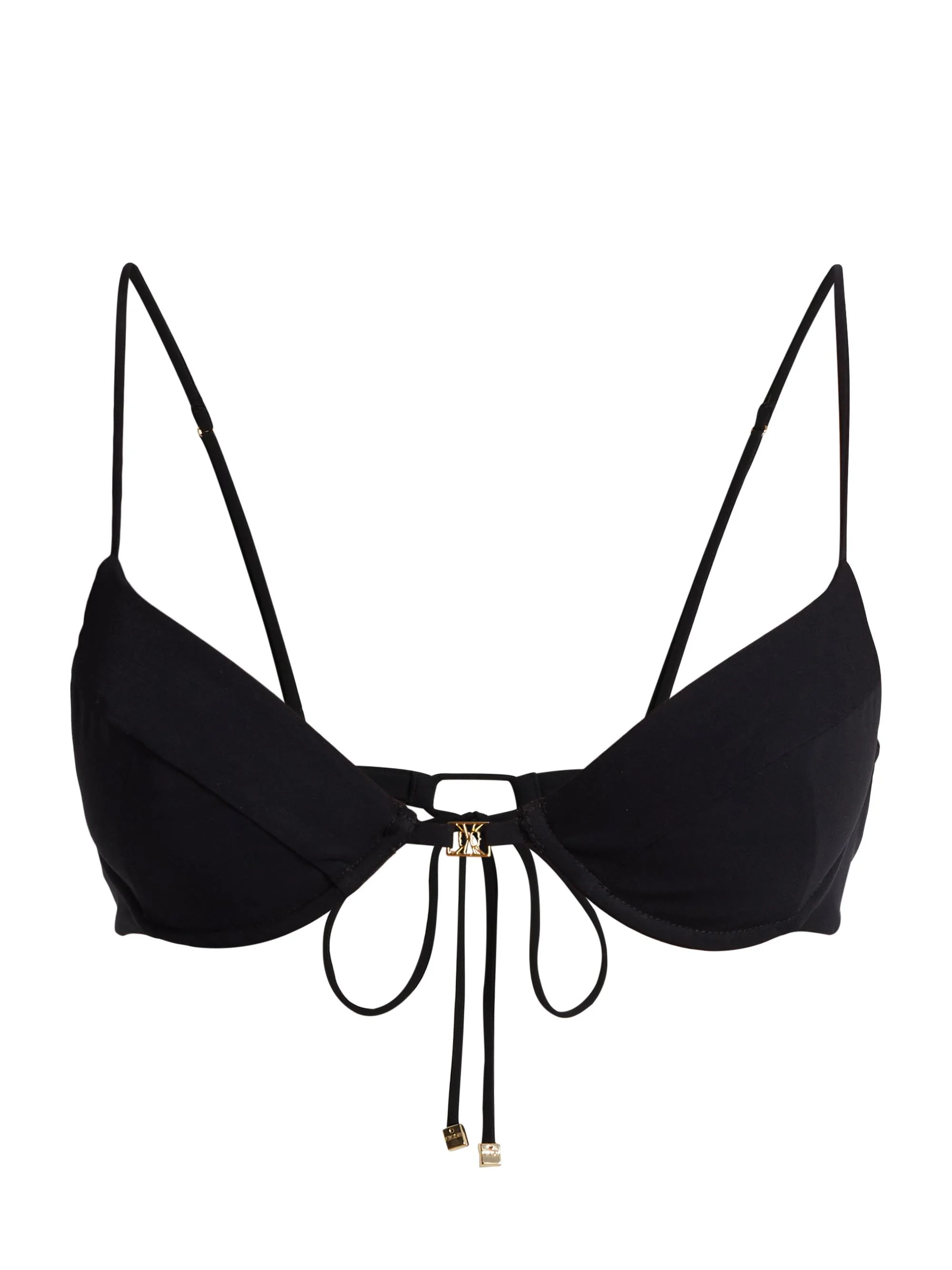 Women's Self-Tie Demi Bikini Top - Black - 1