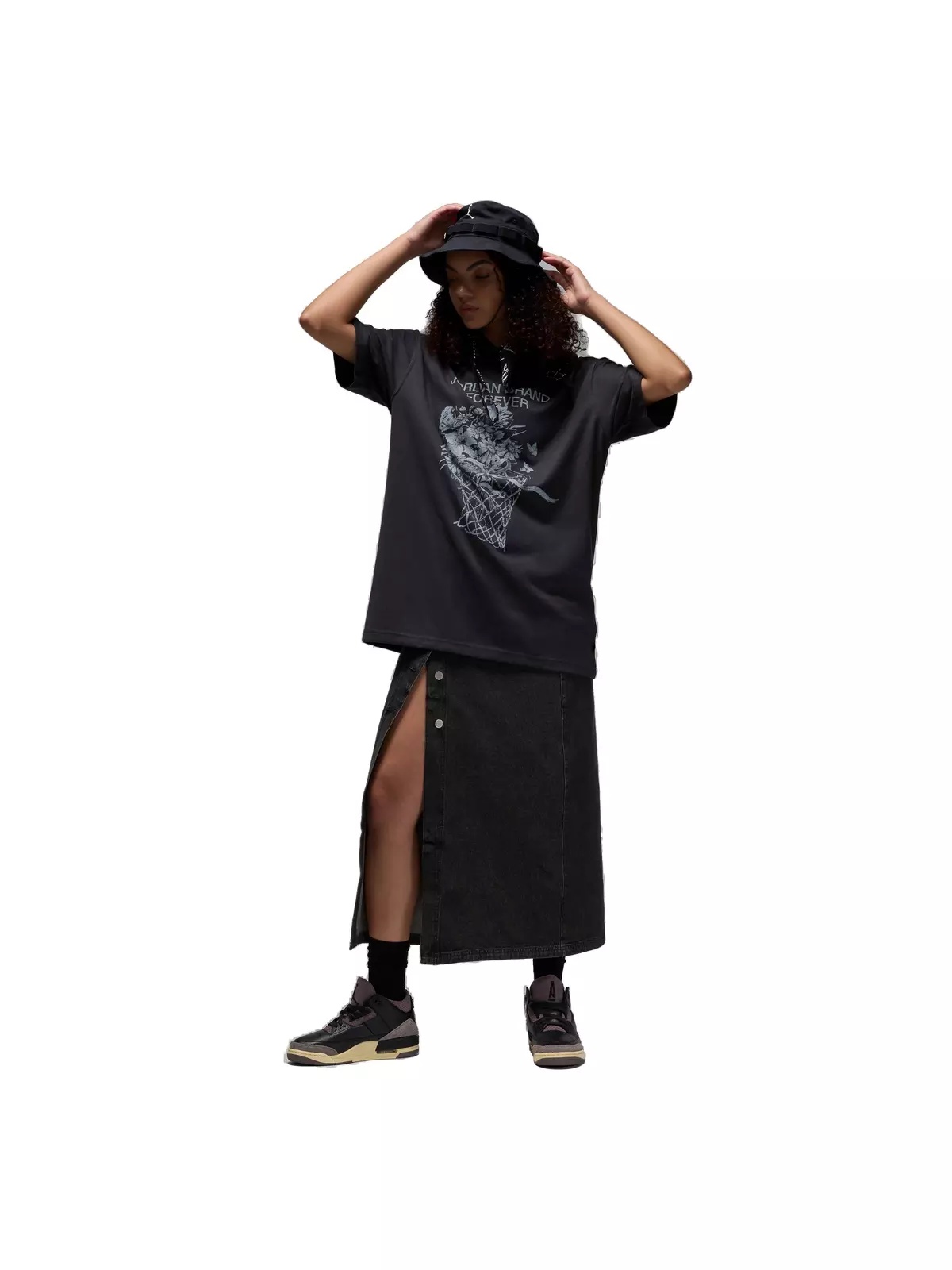 Women's Oversized Graphic T-Shirt - Black - 6