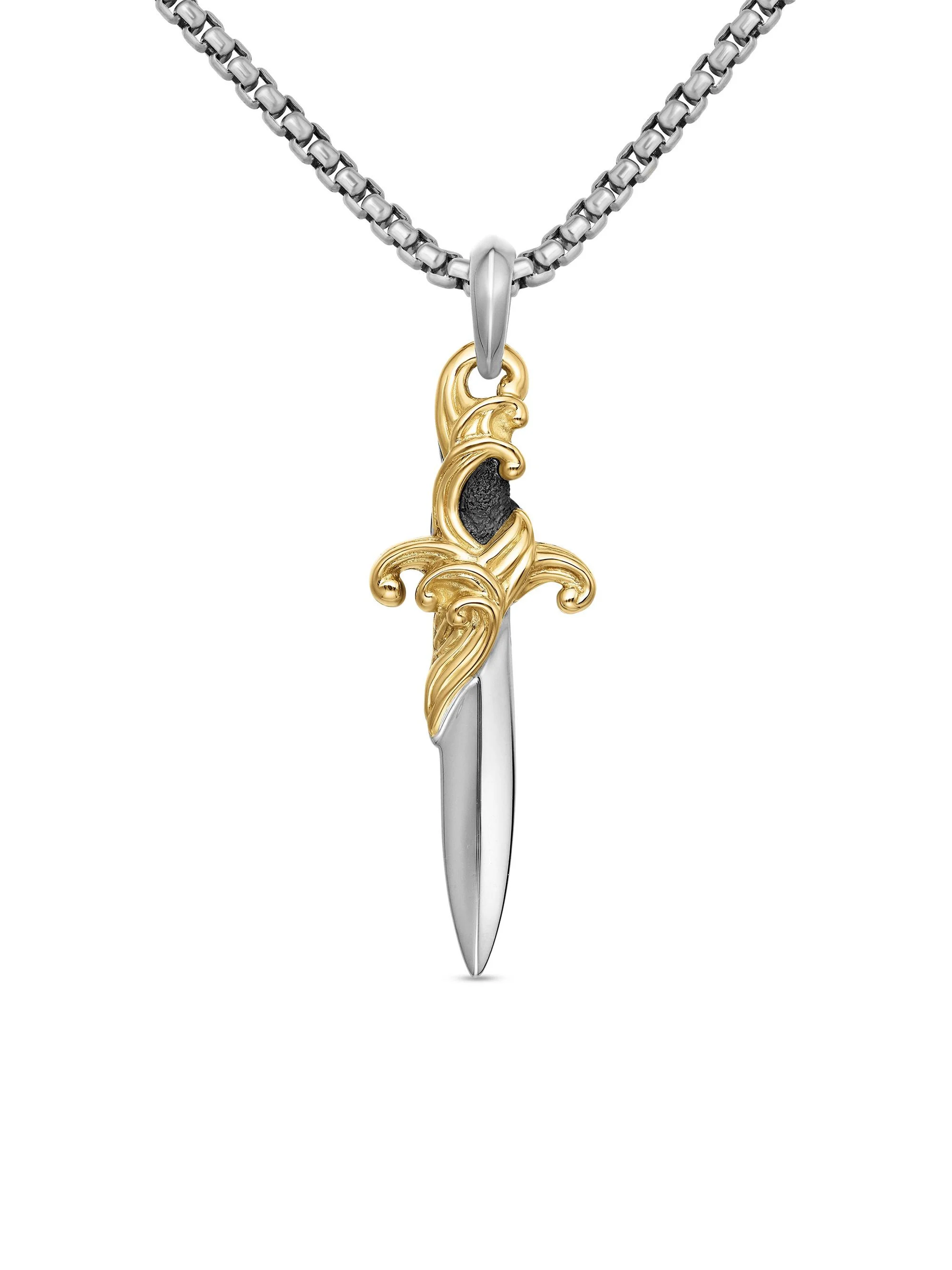 Men's Waves Dagger Amulet in Sterling Silver - Silver - 1