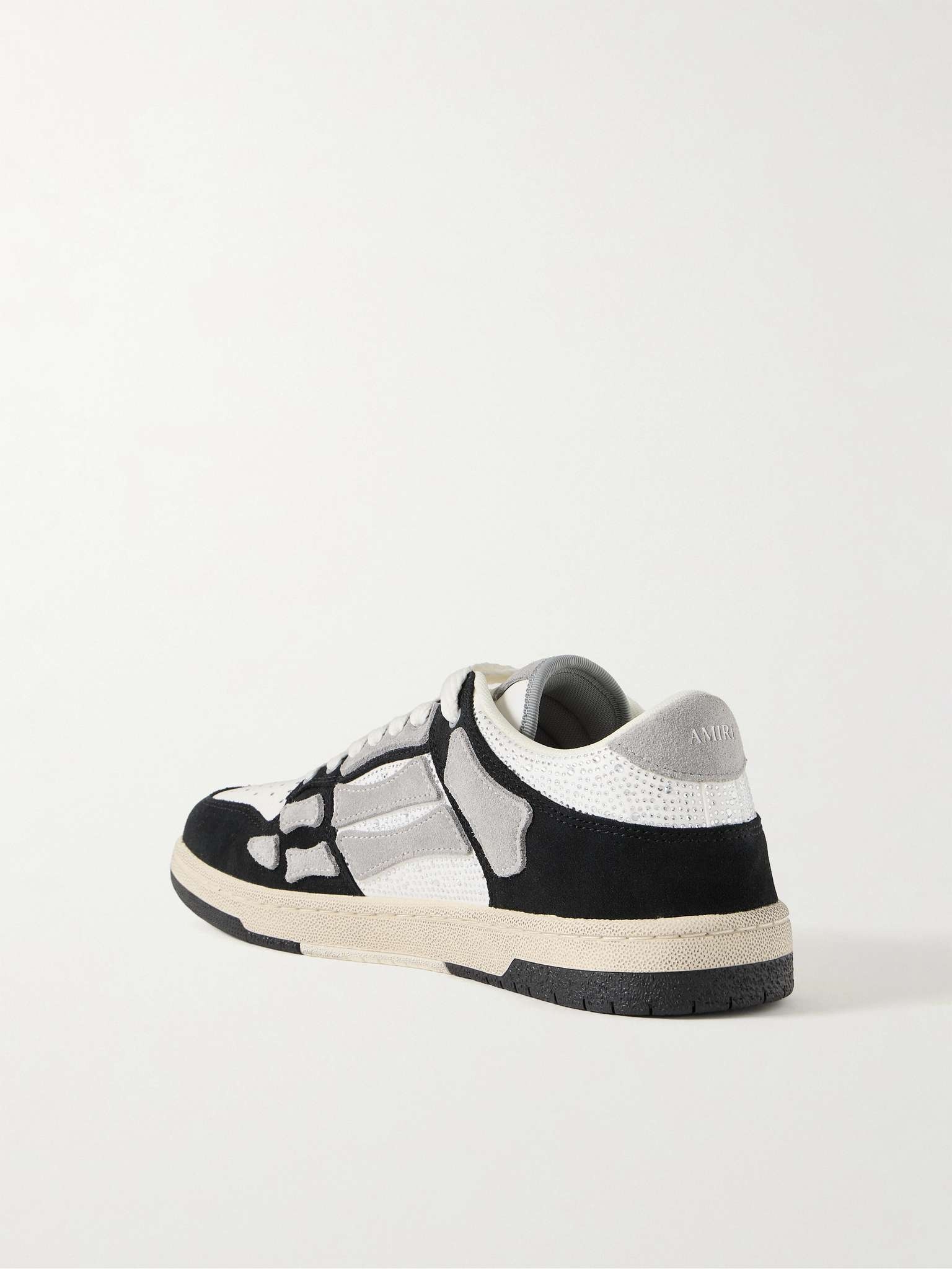 Skel-Top Suede-Trimmed Crystal-Embellished Leather Sneakers - 4
