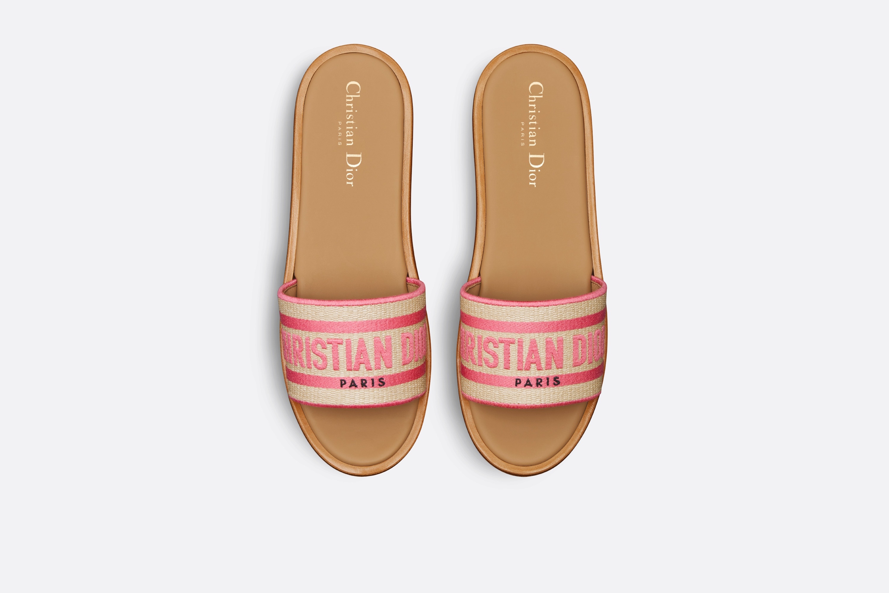 【リラックス感のあるデザイン】Dioriviera Dway スライド Dioriviera Dway Slide Embroidered Cotton and Celestial Blue