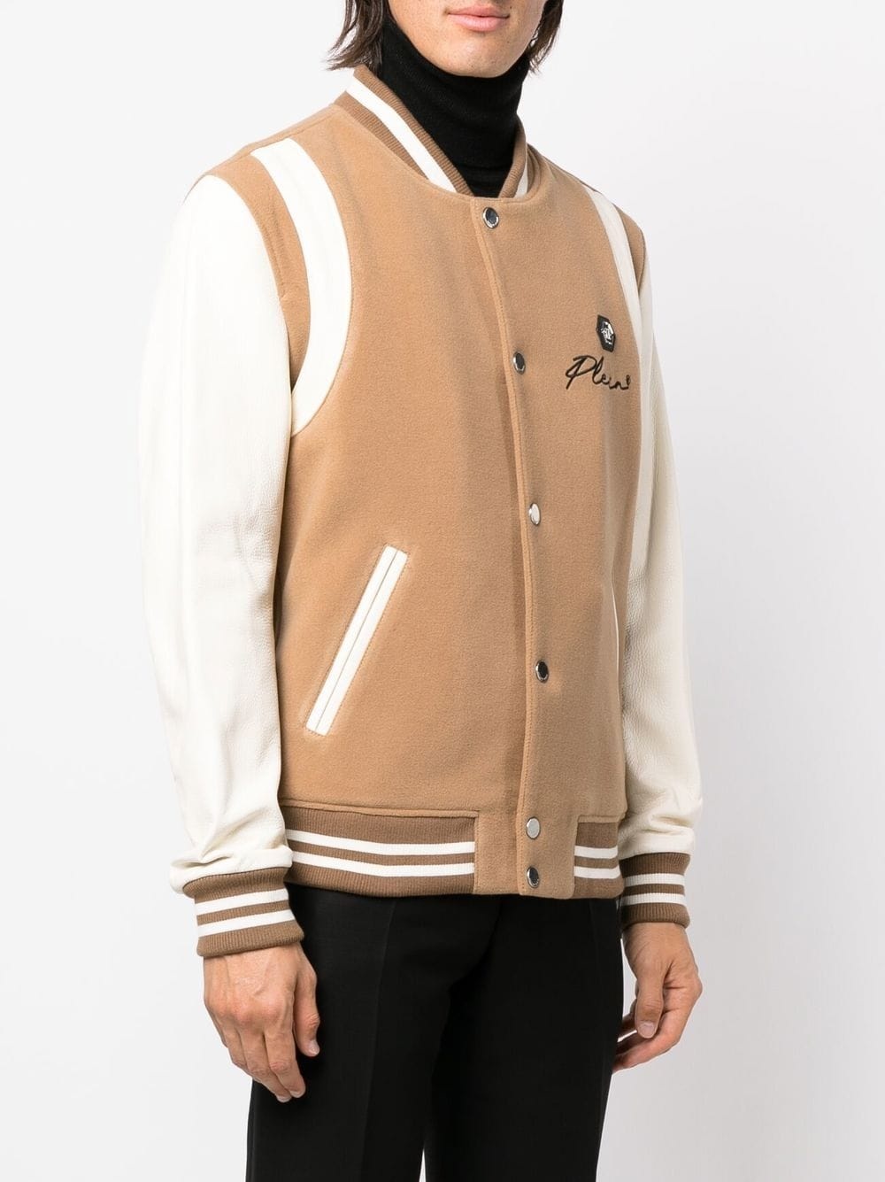 logo-print college bomber jacket - 3