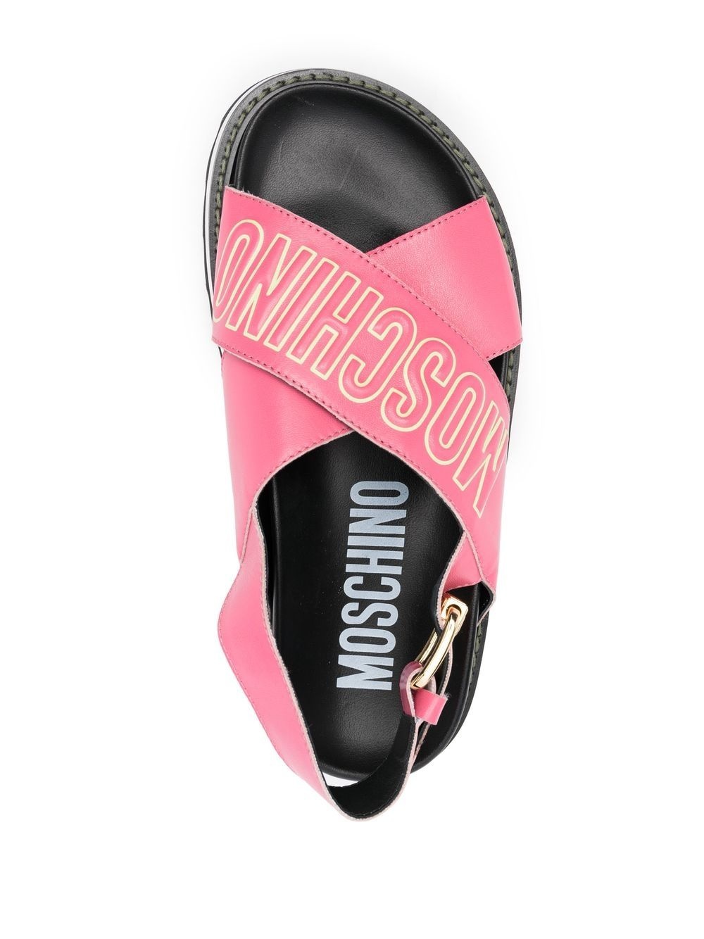 logo-print leather platform sandals - 4