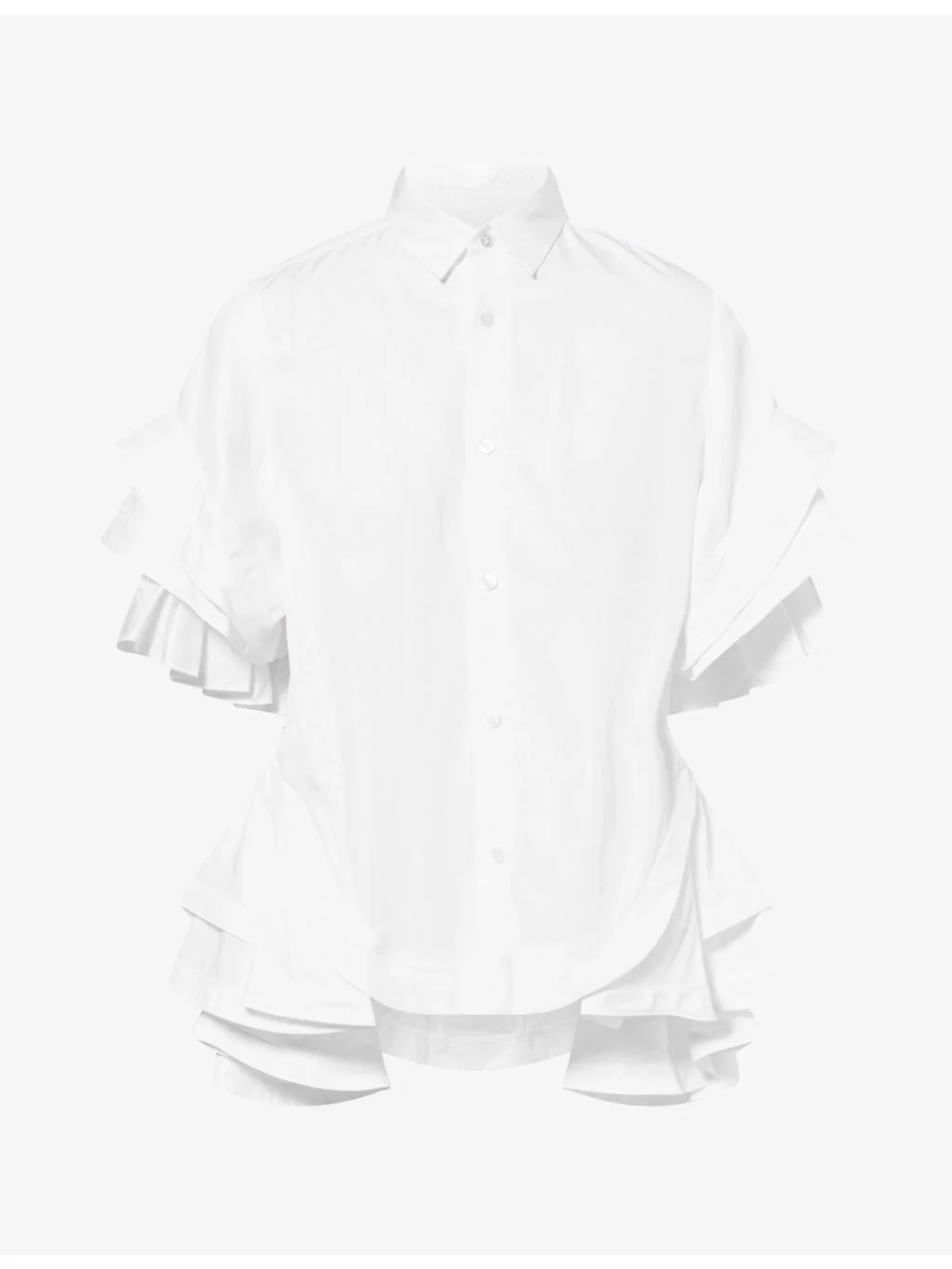 Ruffle Short-Sleeve Cotton Blouse - 1