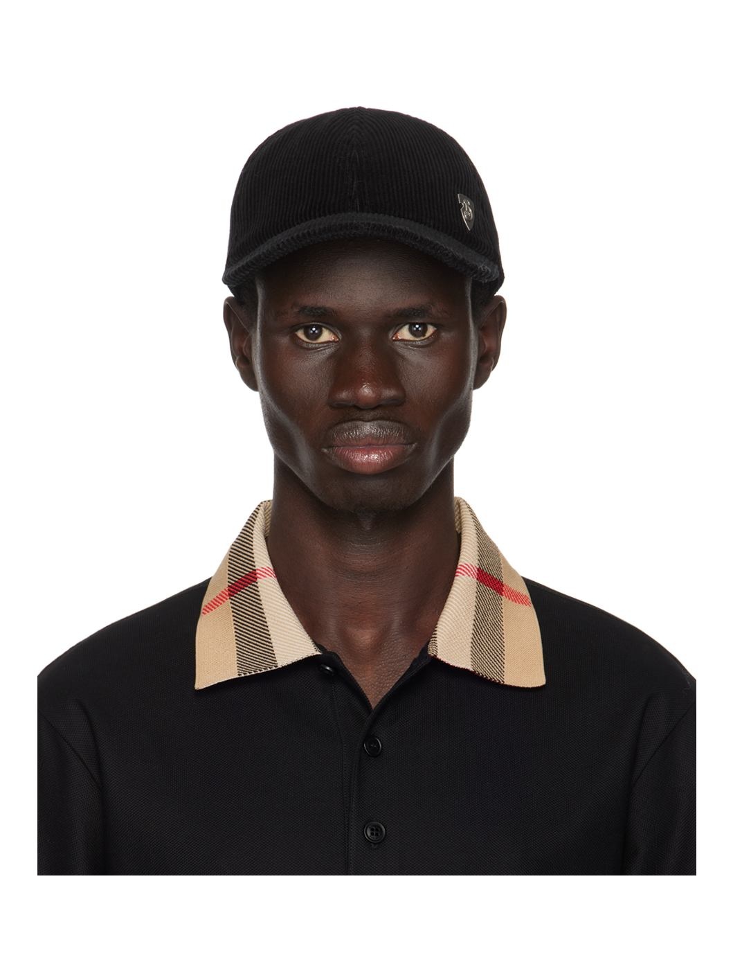 Black Corduroy Baseball Cap - 1