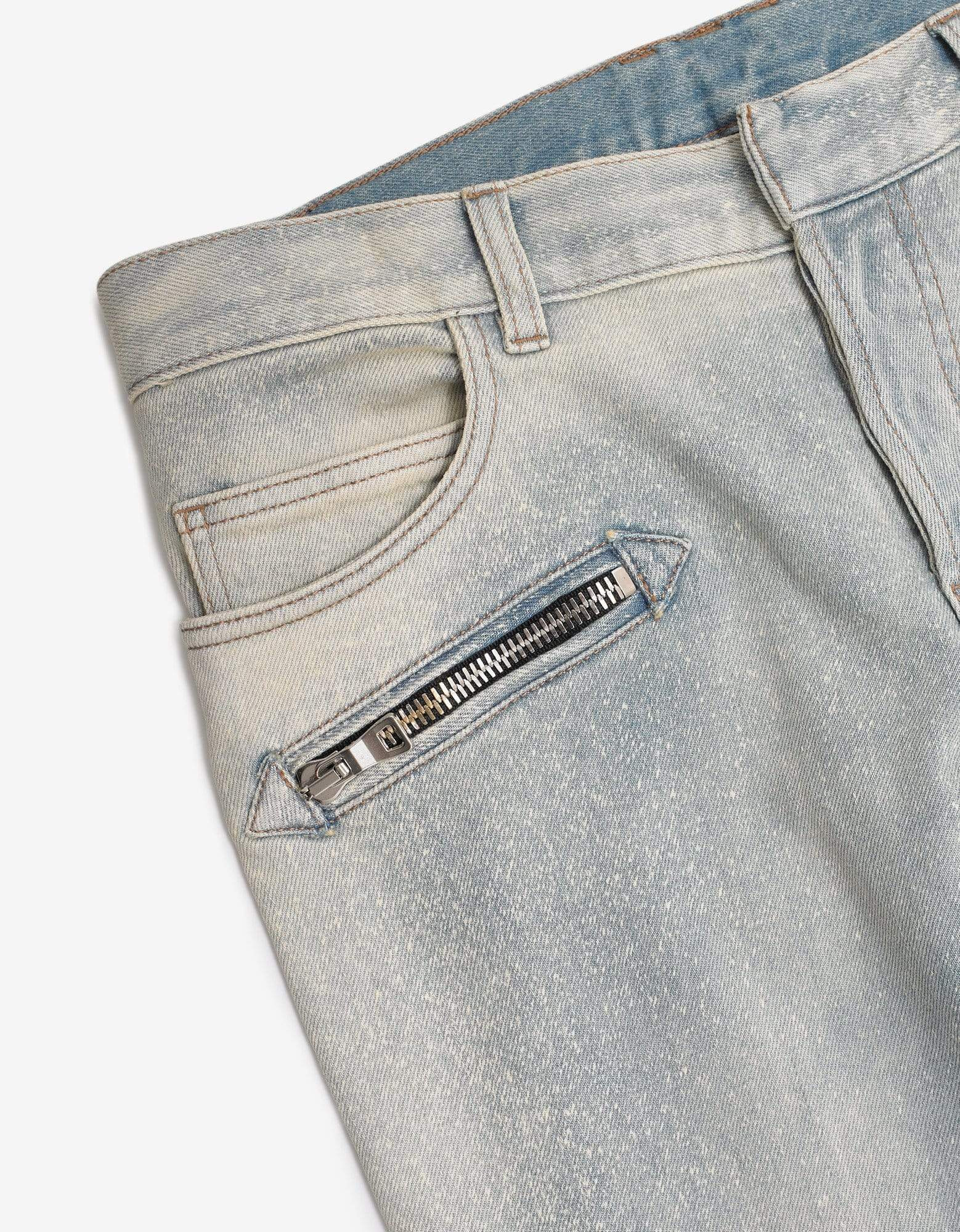 Balmain Light Blue Faded Biker Jeans - 3