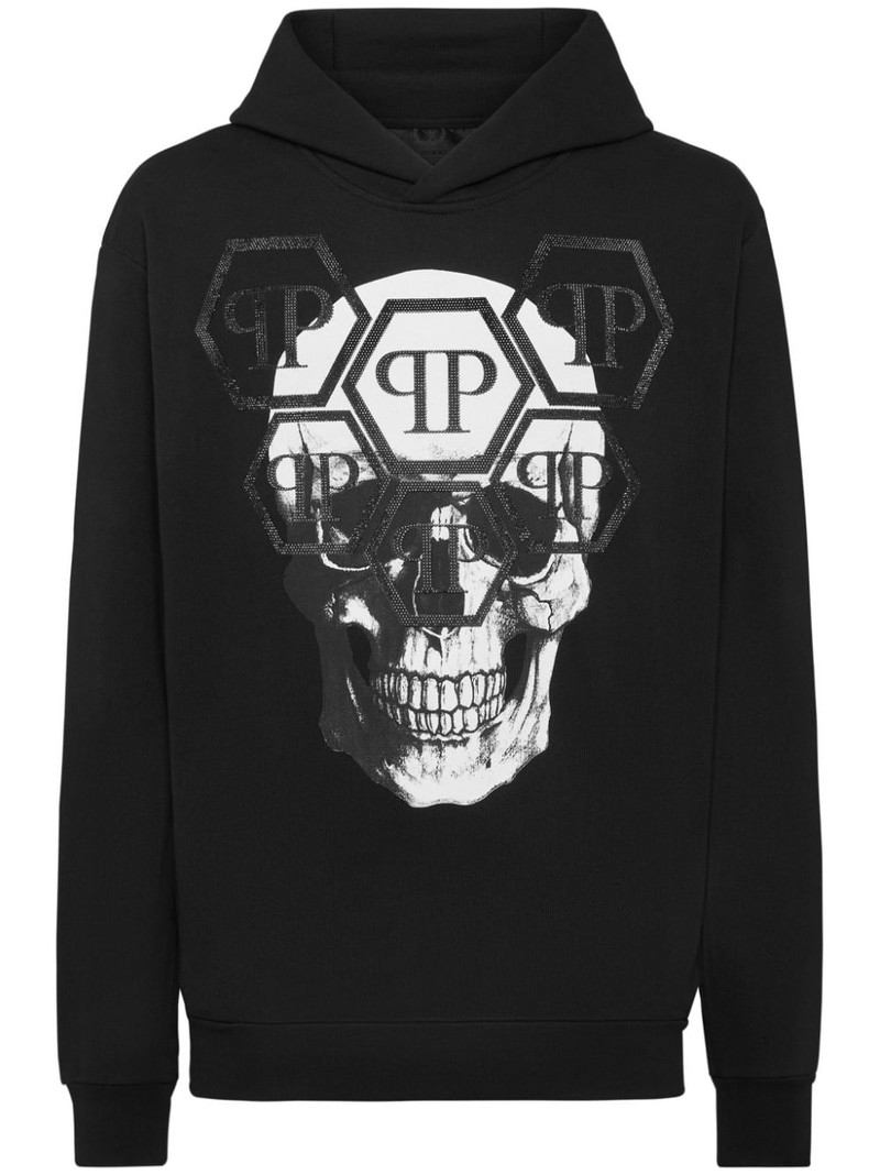 skull-print cotton hoodie 1