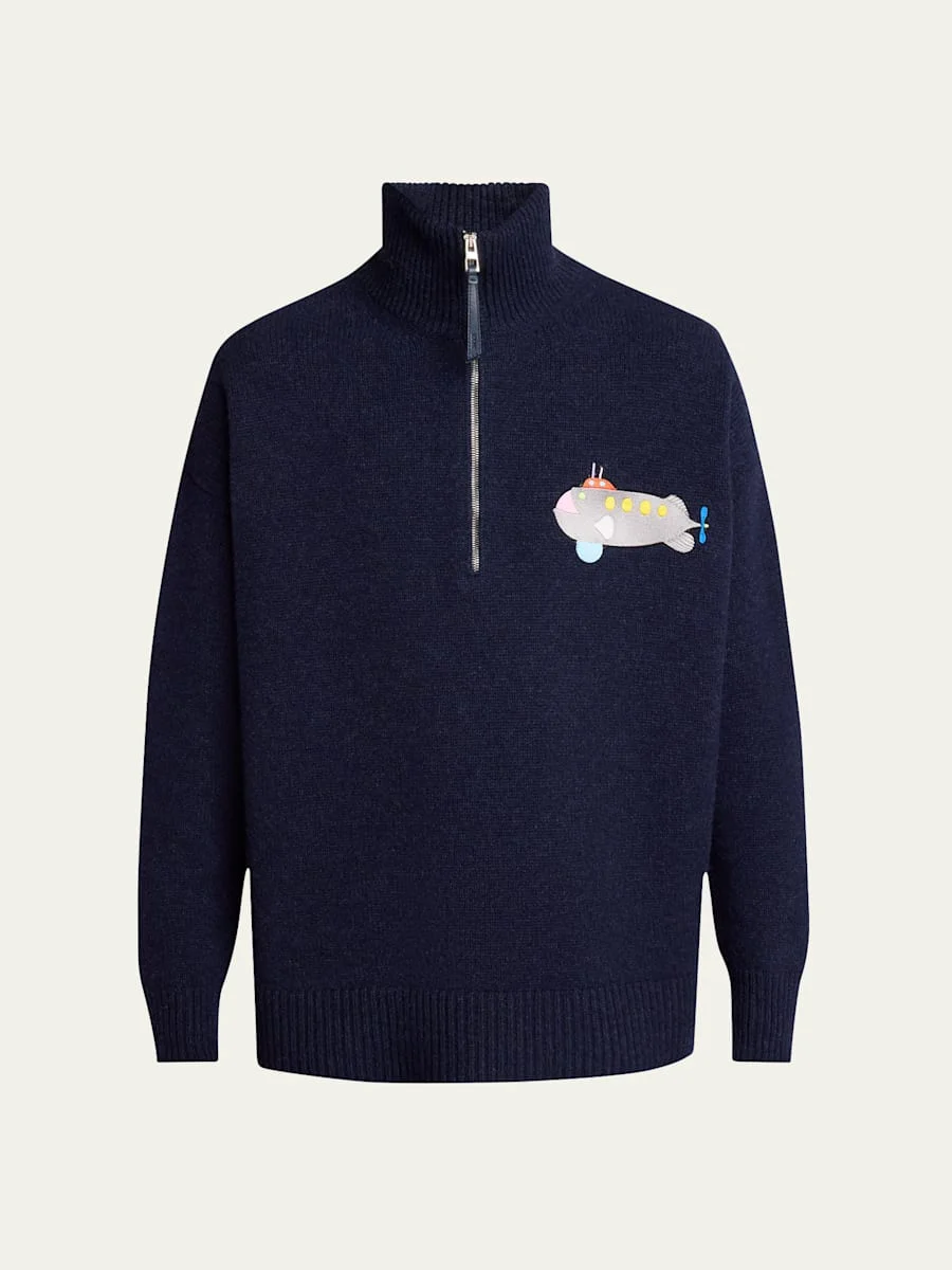 x Suna Fujita Men's Submarine Half-Zip Sweater - 1