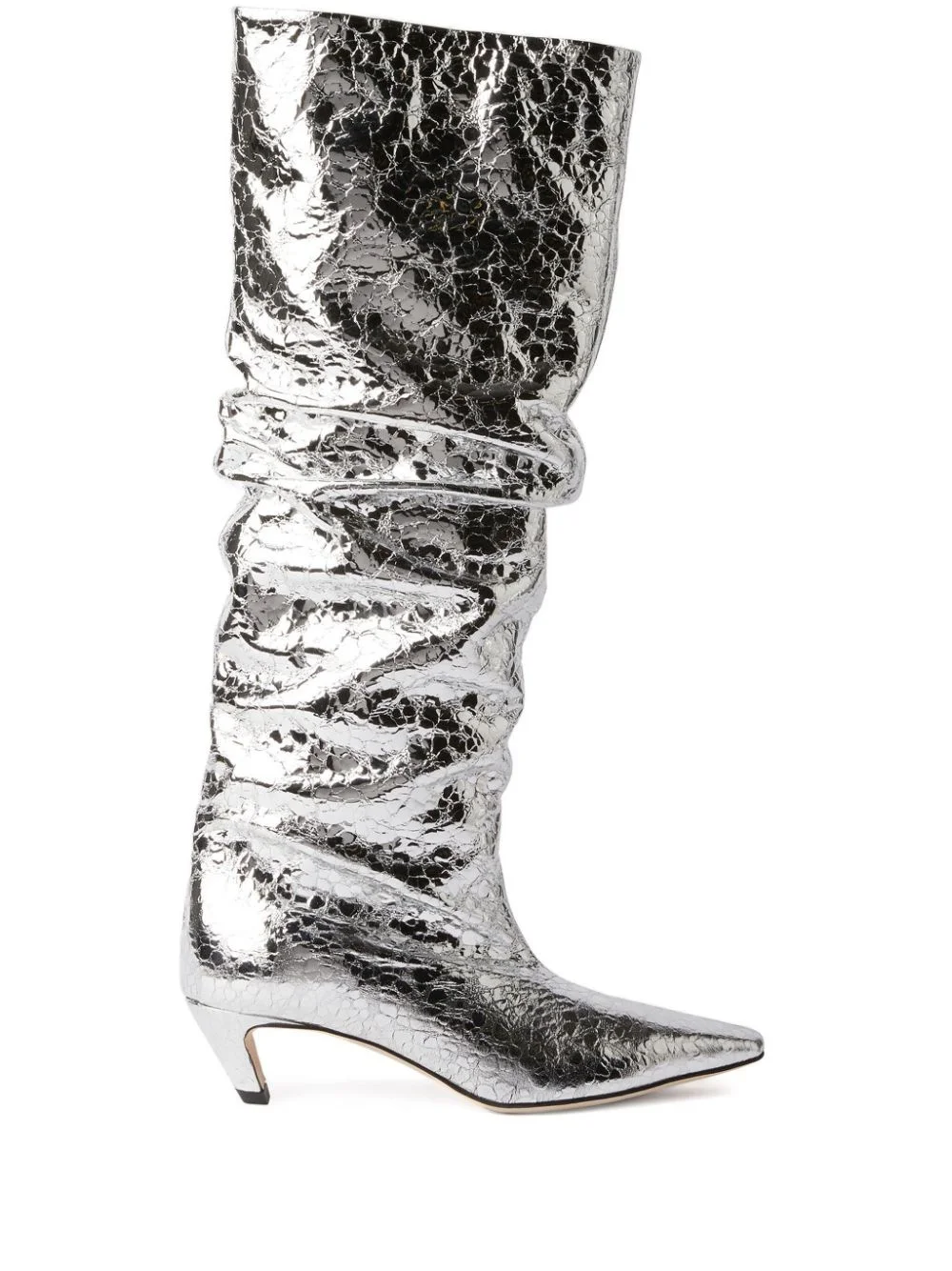 ruched foiled leather boots - 1