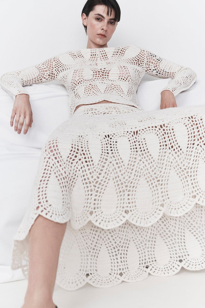 GABRIELA HEARST Cleo Crochet Skirt in Ivory Wool Cashmere outlook