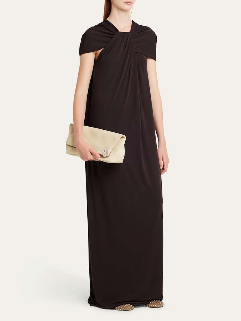 Jil Sander Jewel Zip Leather Pochette Clutch Bag outlook