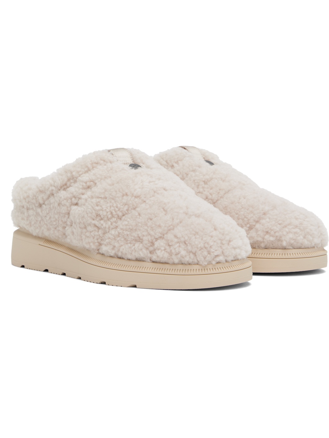 Beige Porteau Shearling Mules - 4