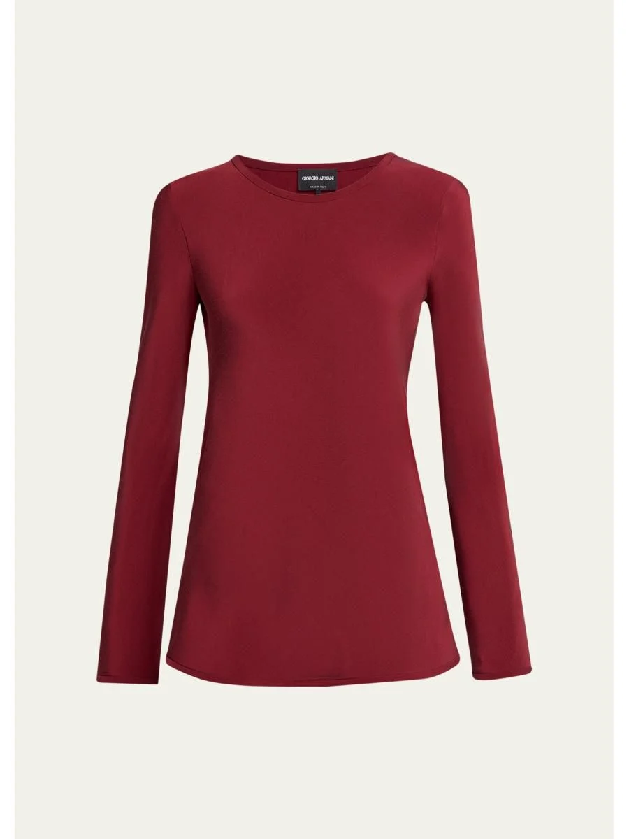 Long-Sleeve Silk Stretch Shirt - 1