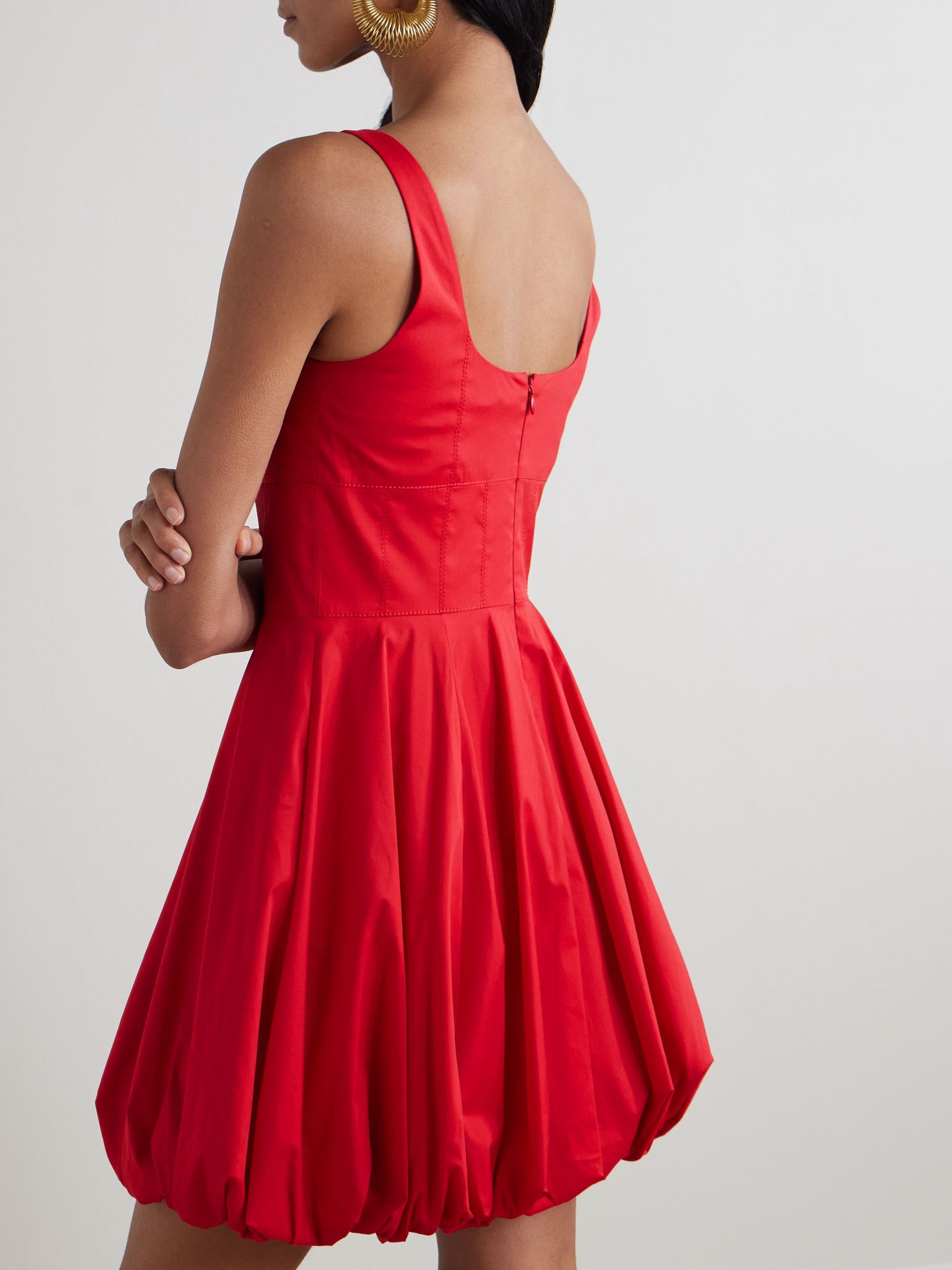Annabelle cotton-blend poplin mini dress Red - 3