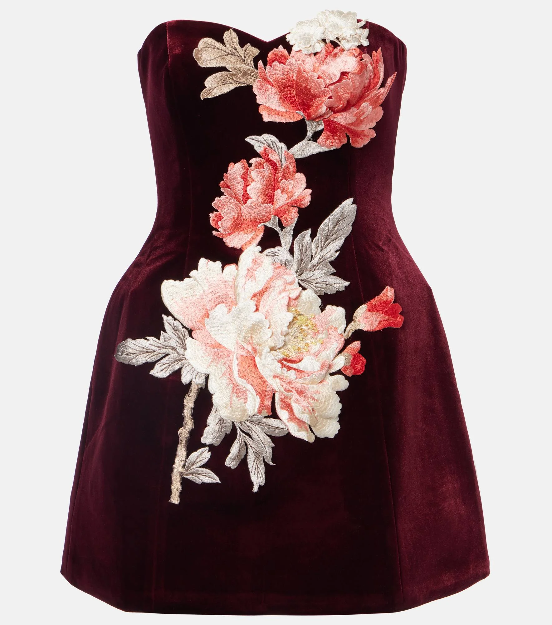Rosario floral-appliqué velvet minidress - 1
