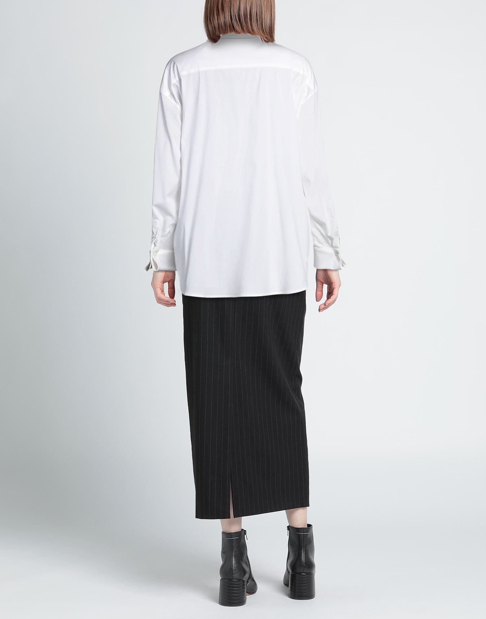 White Women's Solid Color Shirts & Blouses - 3