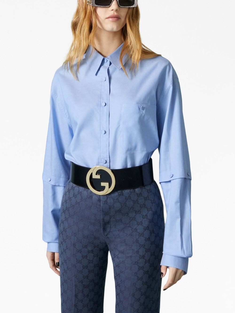 logo-patch detachable-sleeve shirt - 3