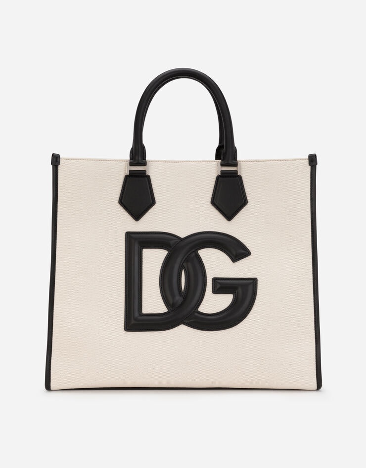 Canvas shopper with calfskin nappa details - 1