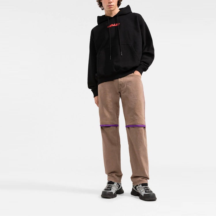 Men's Off-White FW21 Logo Alphabet Arrow Pattern Printing Pullover Loose Fit Black OMBB085F21FLE0121 - 2