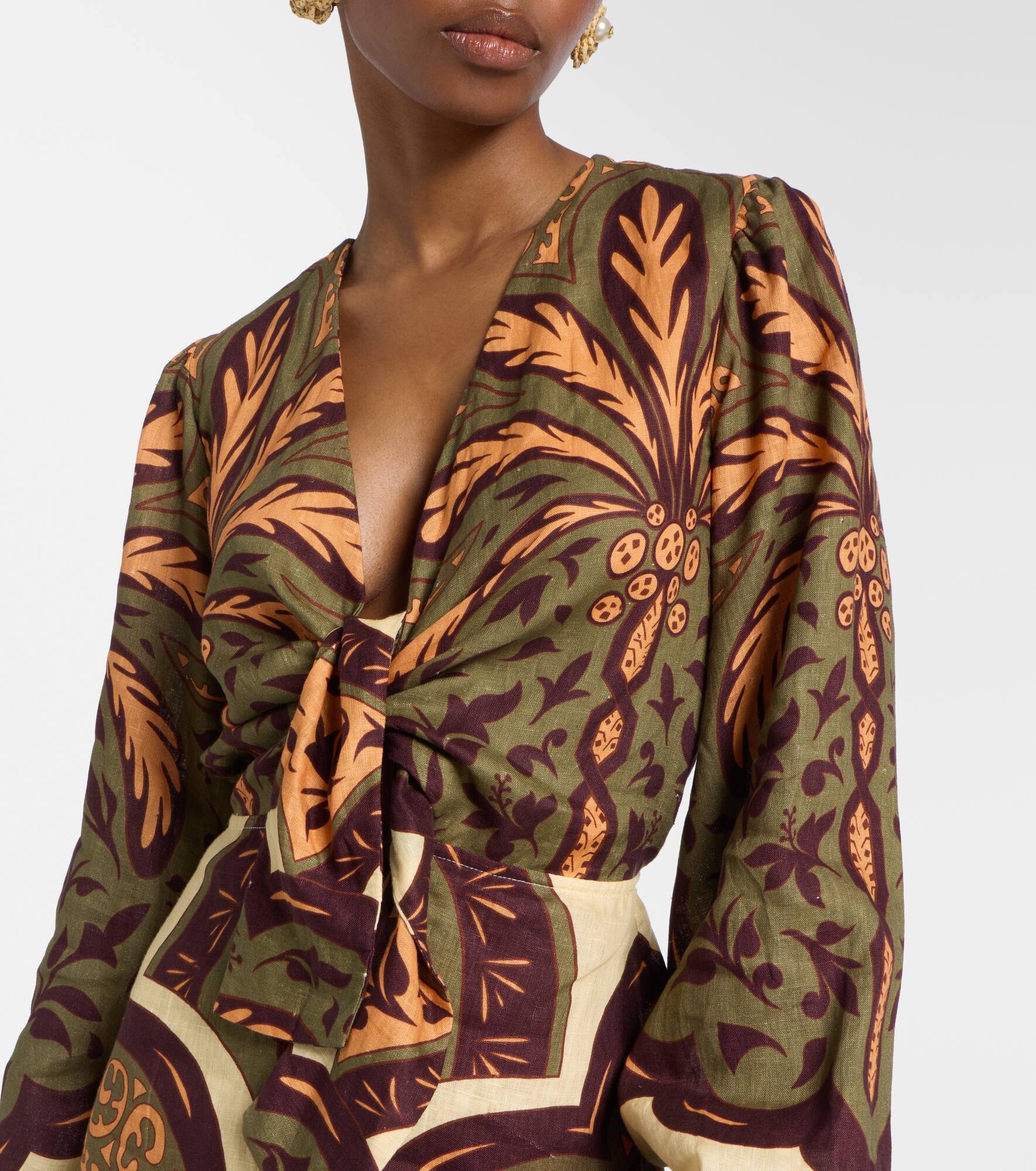 Across Paradise printed linen midi dress - 4