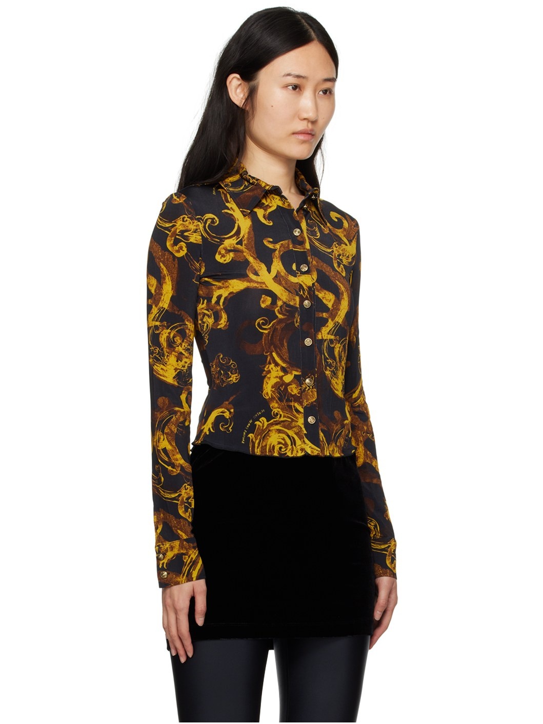 Black Printed Long Sleeve Shirt - 2