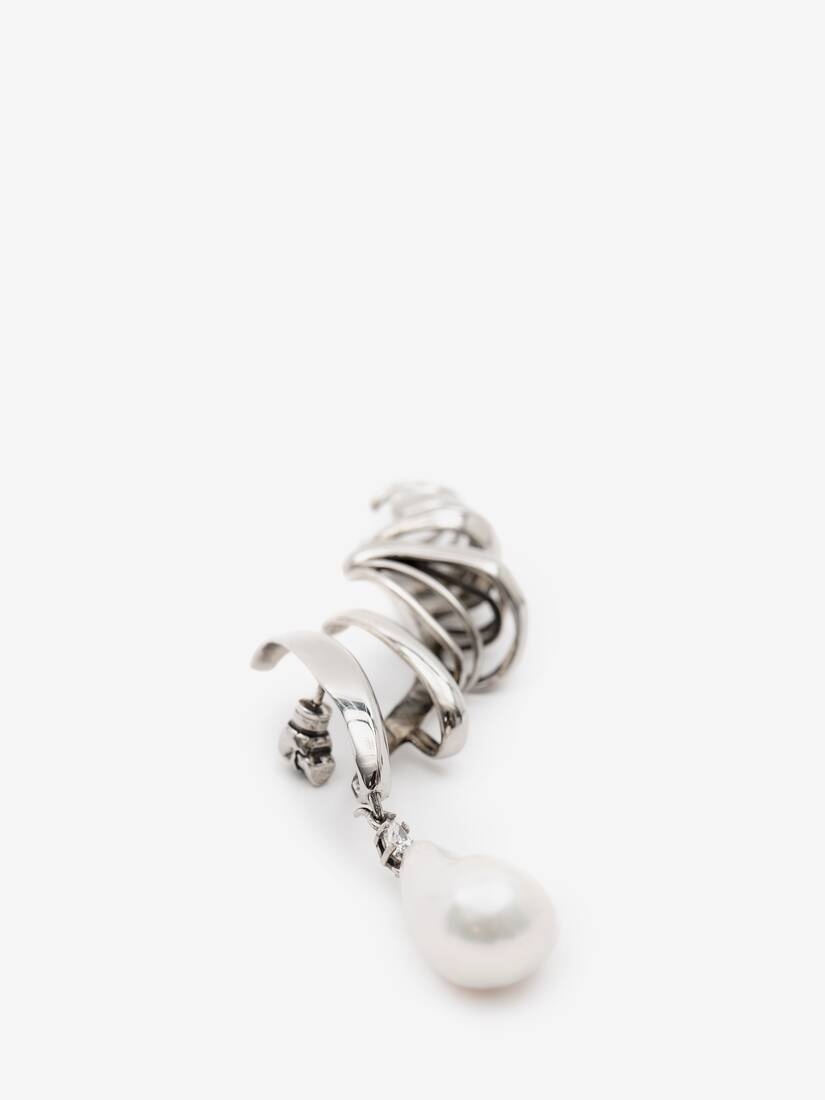 River Pearl Ear Cuff in Antique Silver - 4