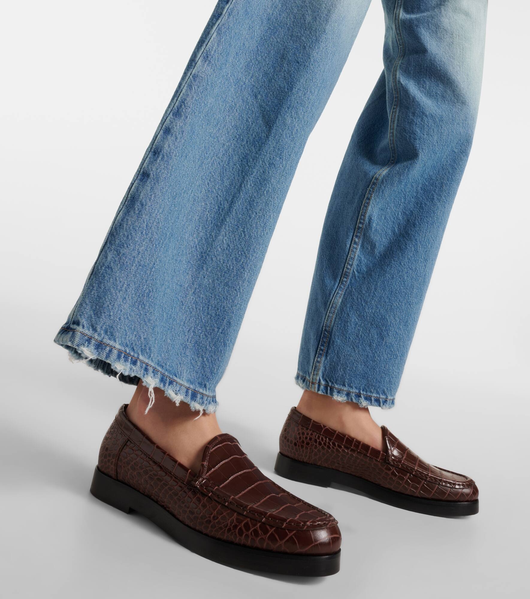 Dinelio croc-effect leather loafers - 4