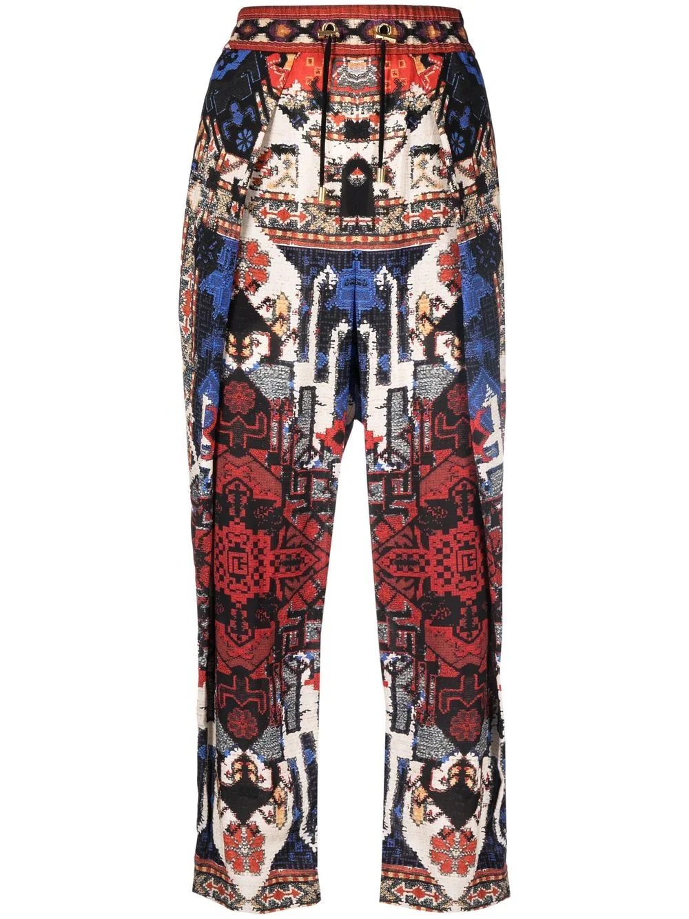 abstract pattern-print cropped trousers - 1