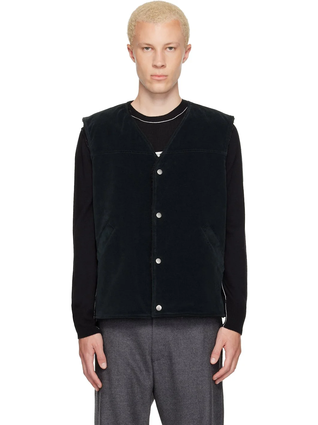 Black Faux-Suede Vest - 1