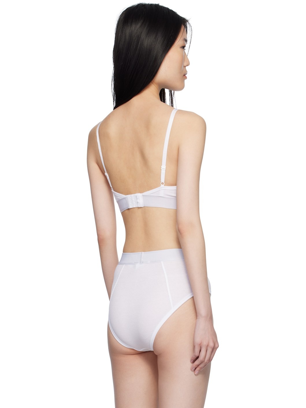 White 90s Vintage Logo Ribbed Bralette - 3