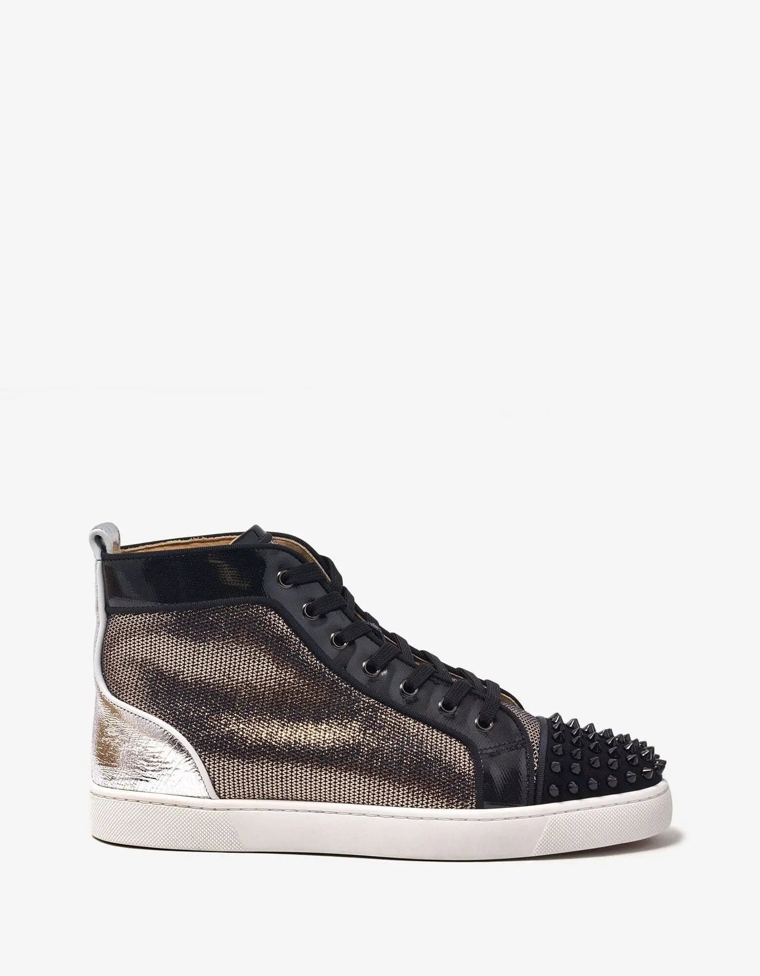 Christian Louboutin Lou Spikes Orlato Flat Metallic High Top Trainers - 2
