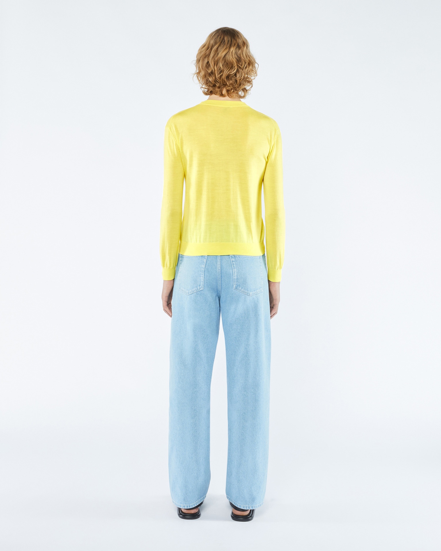 KODI - Merino wool V-neck sweater - Lime - 3