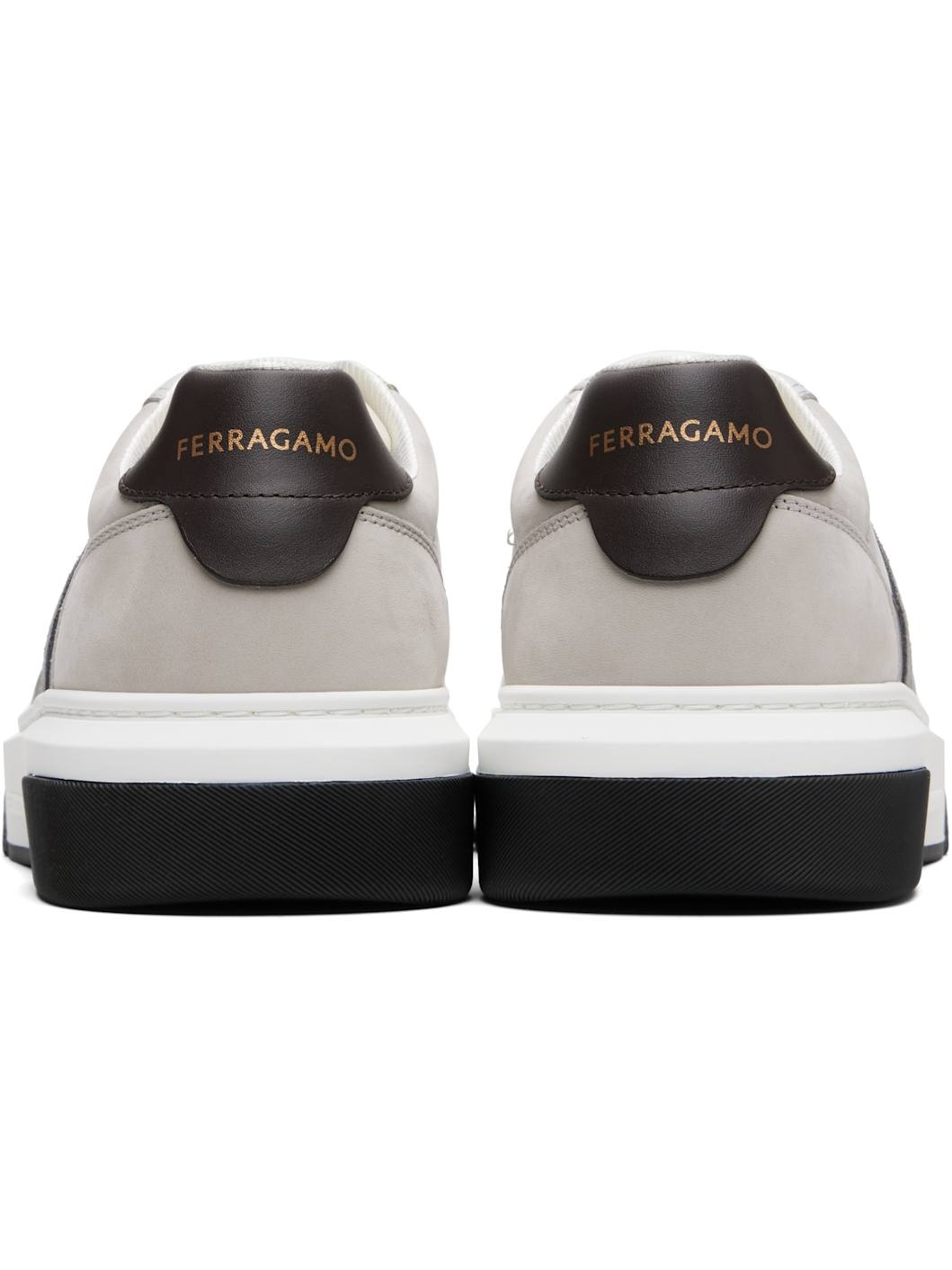 Gray & Off-White Low Cut Gancini Outline Sneakers - 2