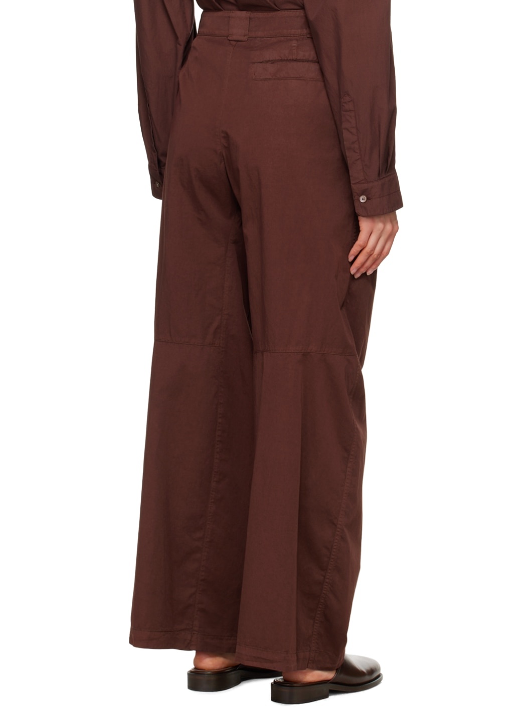 Burgundy Wide-Leg Trousers - 3