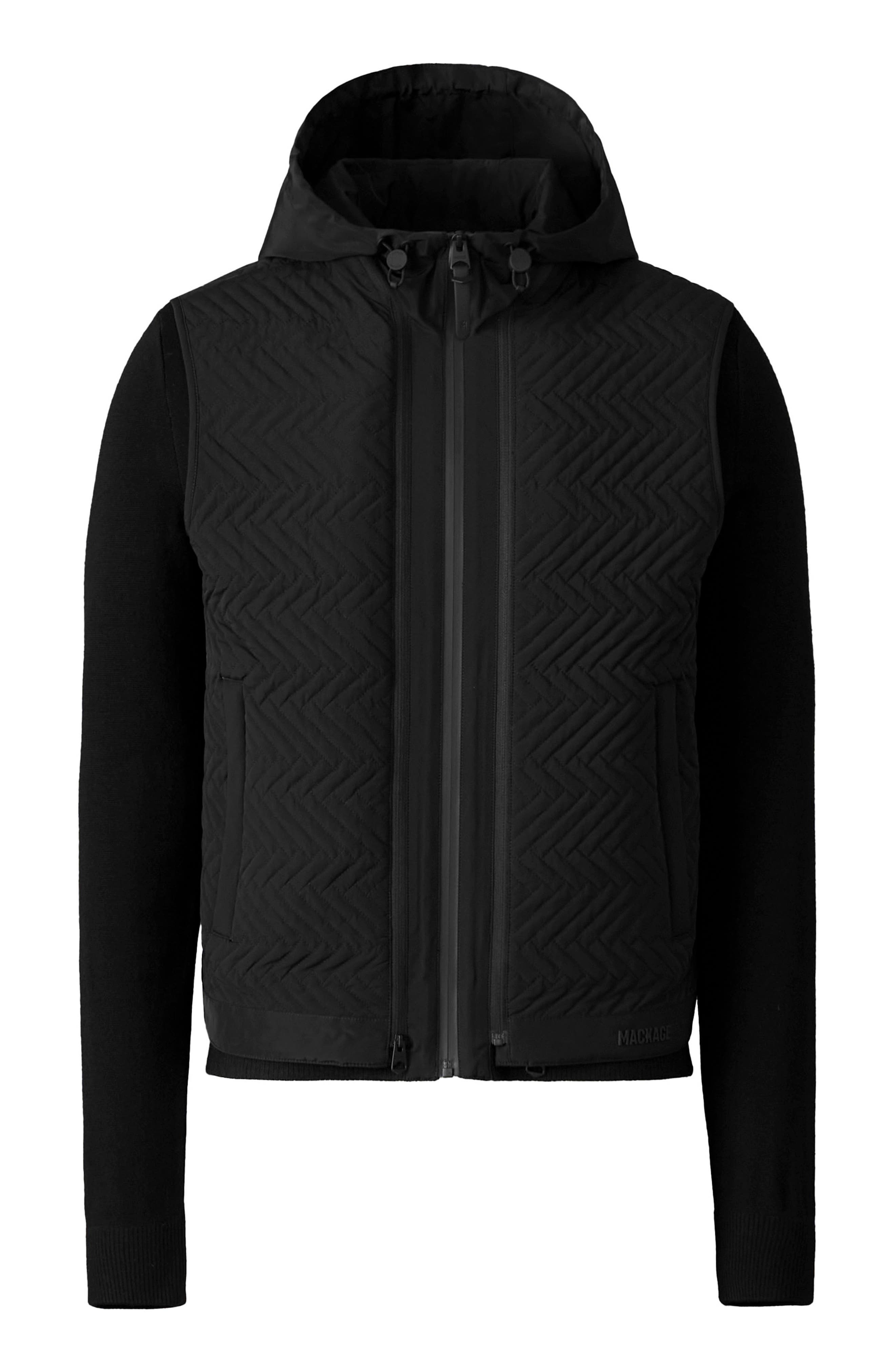 Mackage Barrett 2-in-1 Quilted Hybrid Recycled Down Jacket in Black at Nordstrom - 5