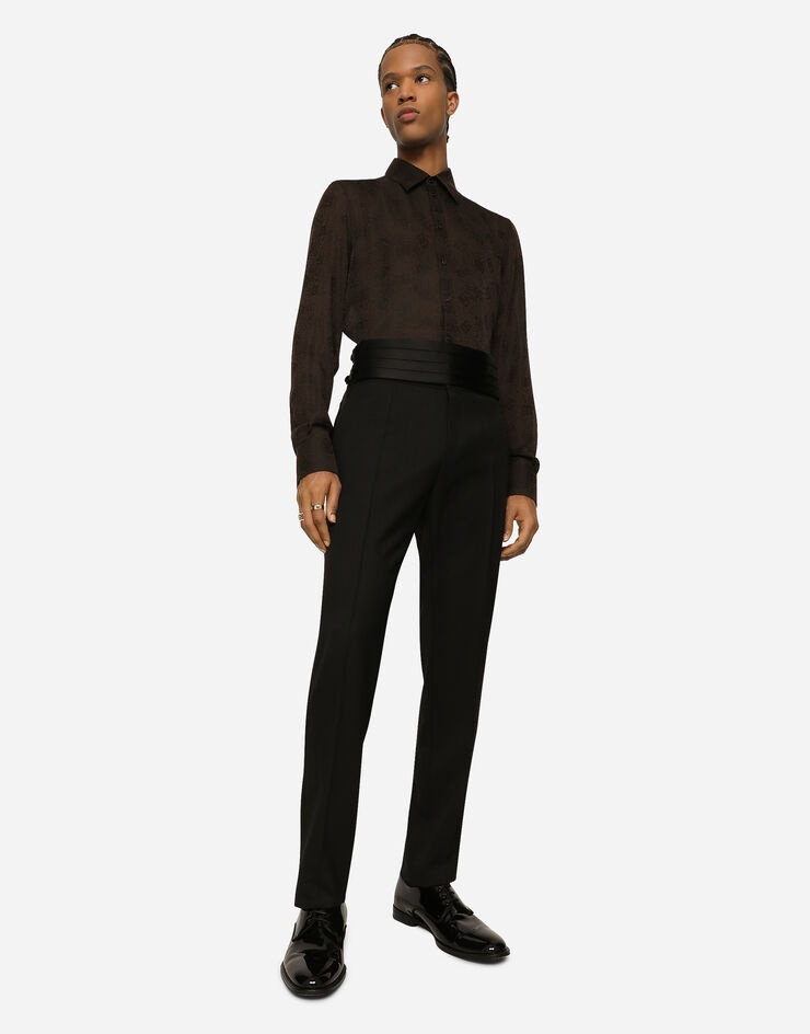 Stretch wool twill tuxedo pants - 5