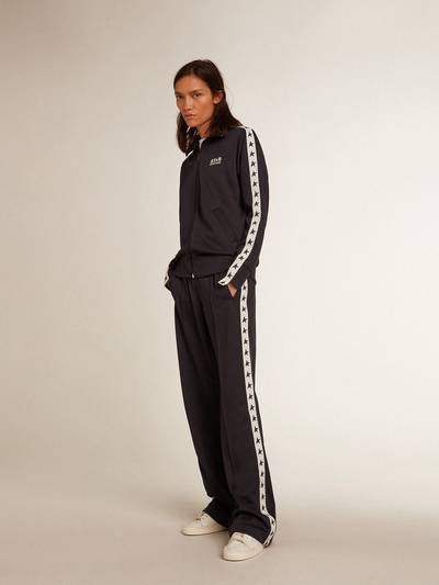 Golden Goose Dark blue joggers with white strip and contrasting stars outlook