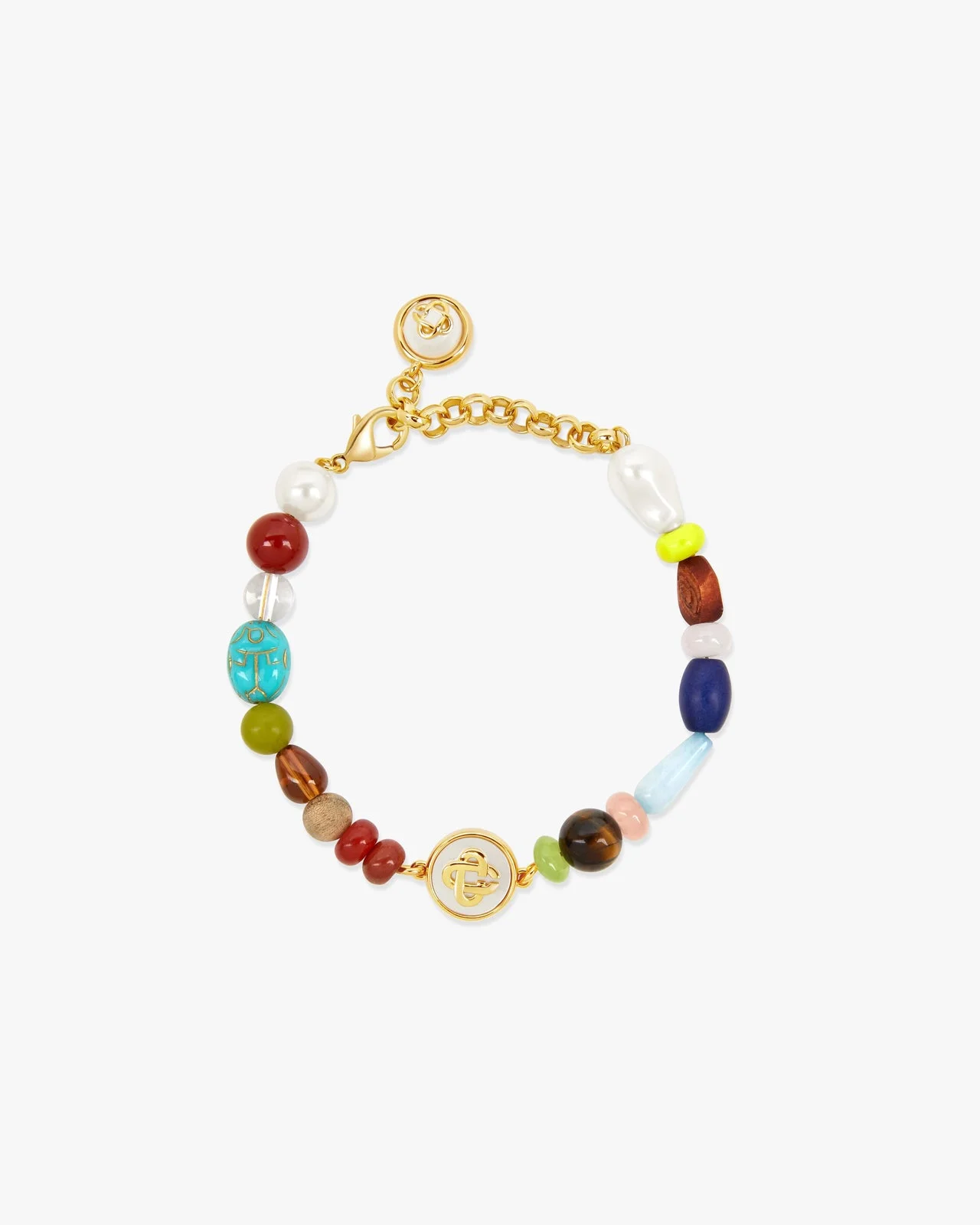 Multi‑Colour Organic Stone Beaded Bracelet - 1