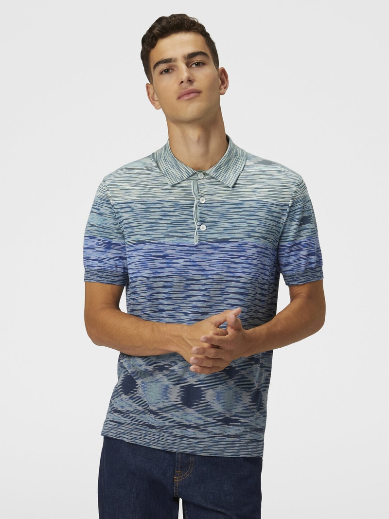 Dégradé slub cotton knit polo shirt 4