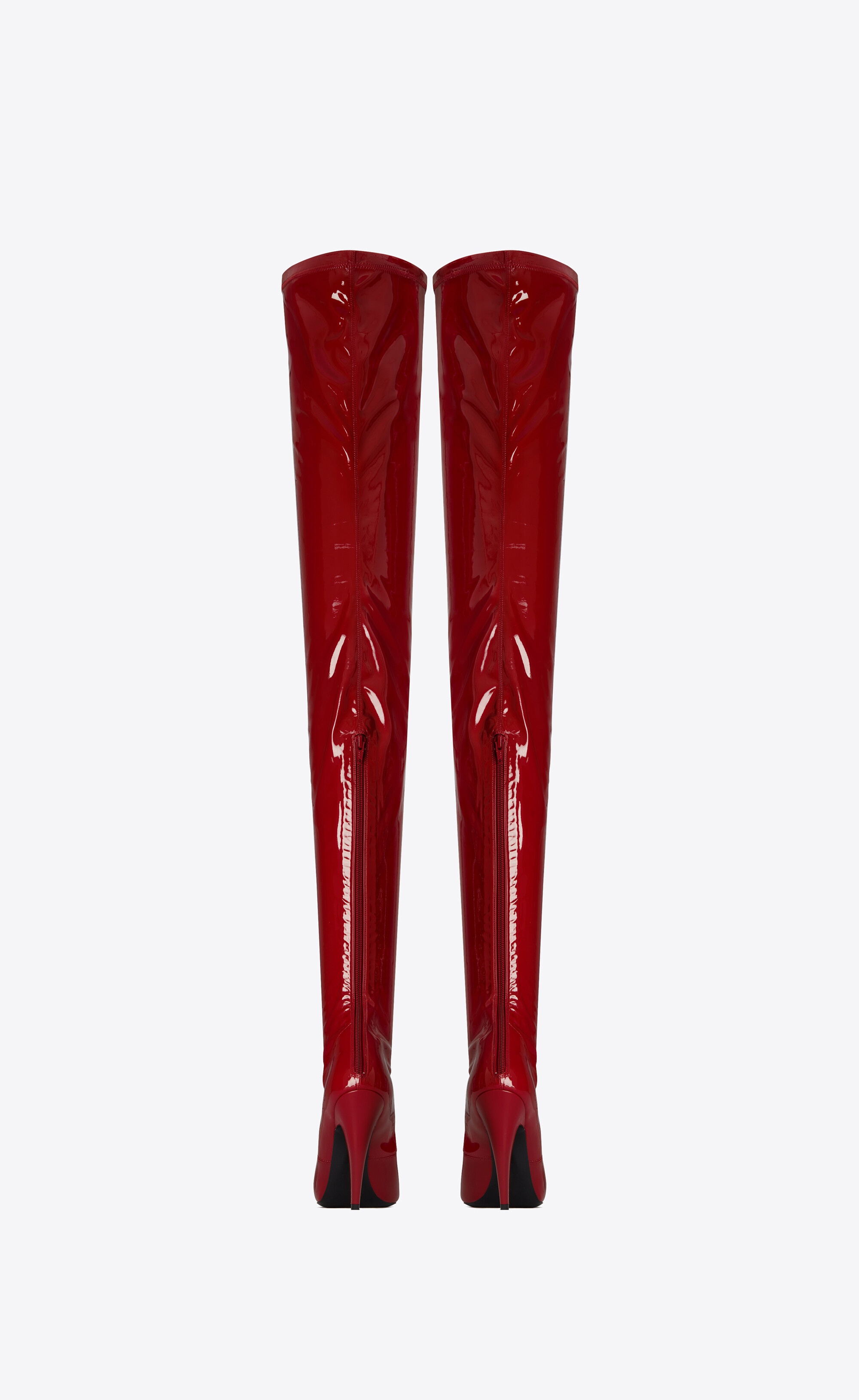 aylah over-the-knee boots in patent stretch canvas - 3